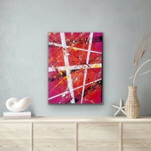 Pink and Orange Abstract Painting 18" x 24" Colorful Fun Contemporary Art